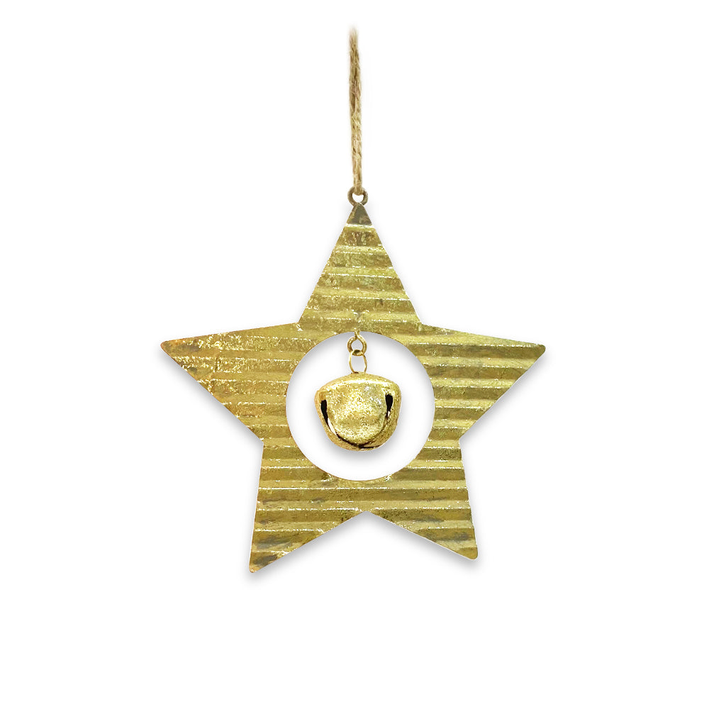 Rustic Metal Shape Ornament with Jingle Bell